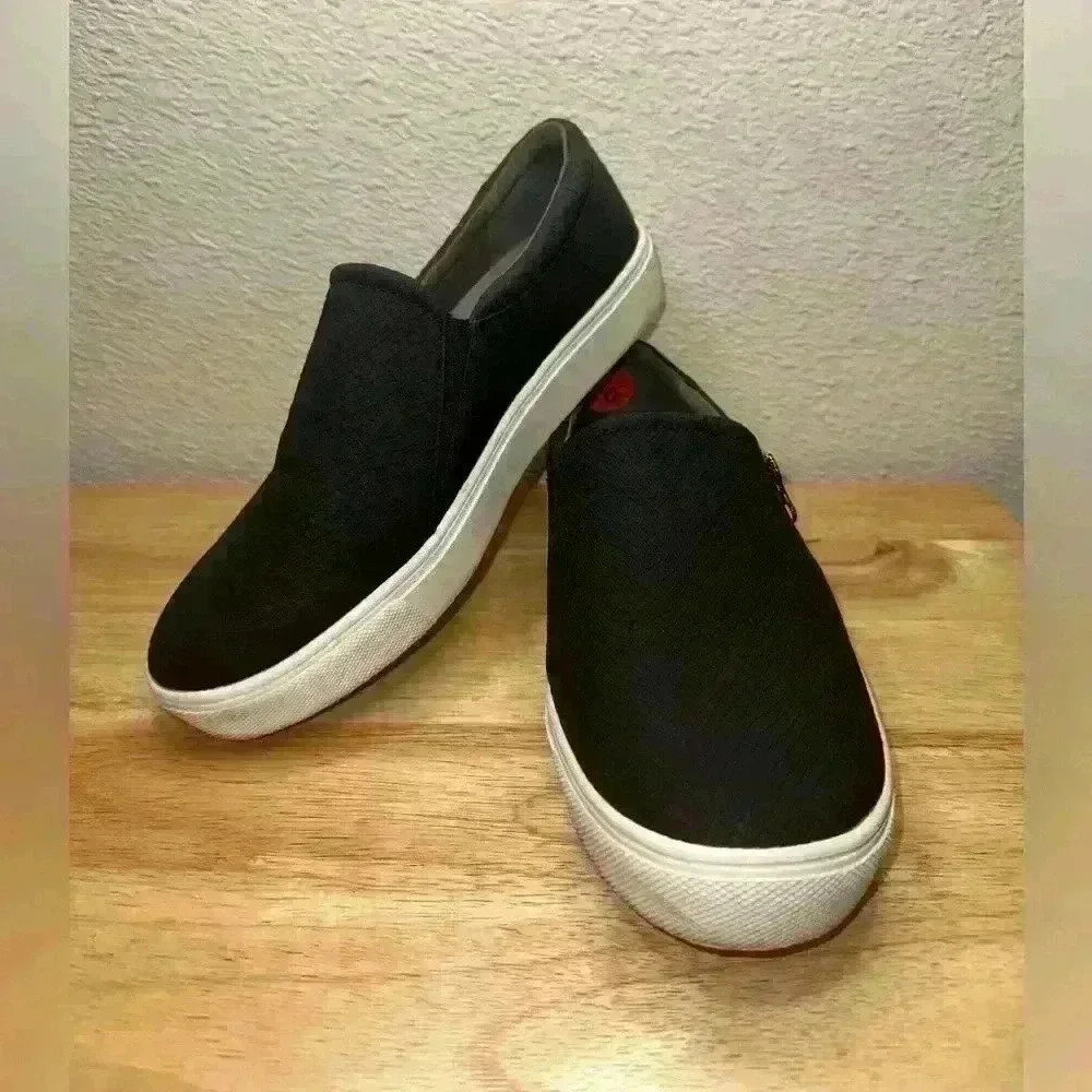 Dr. Scholl's Women's Black Metro Zip-Up Faux Leather Comfortable Sneakers Sz 9.5
